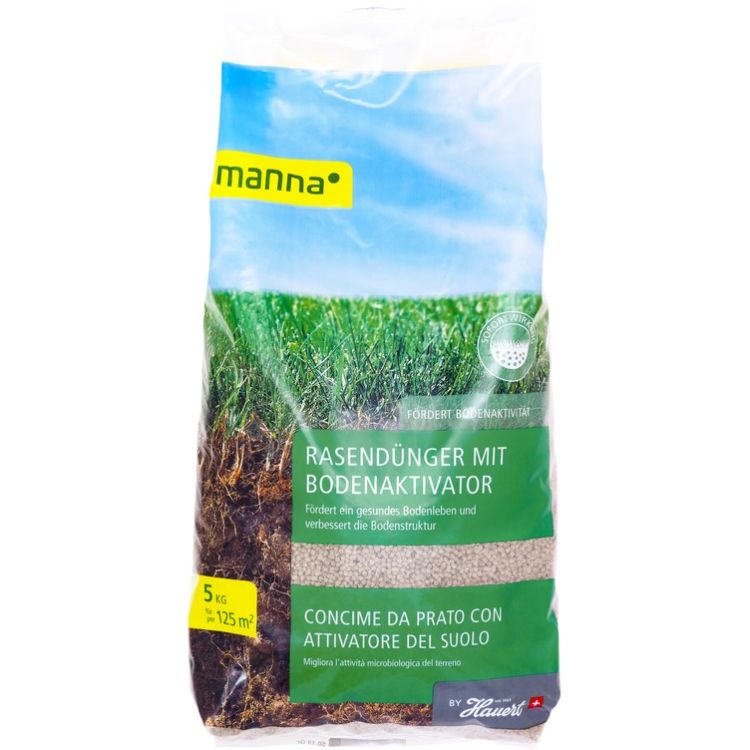 Manna Rasendünger mit Bodenaktivator für sattgrünen, trittfesten Rasen